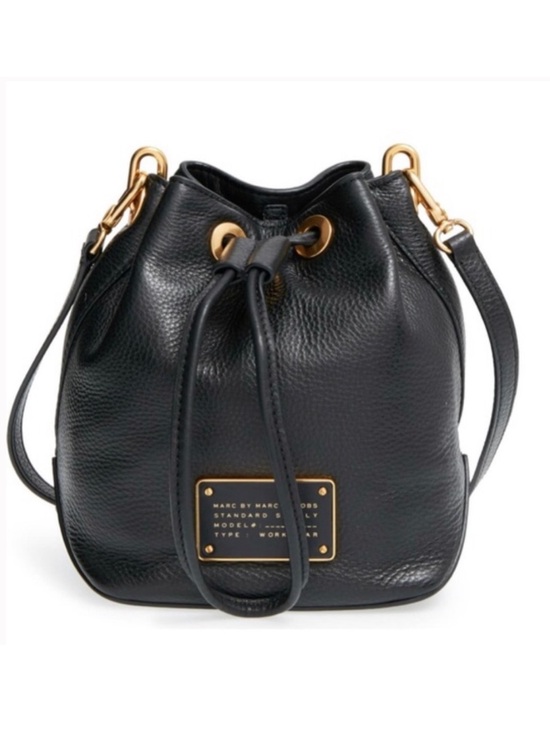 Marc By Marc Jacobs Handbags - Marc by Marc Jacobs Black Pebbled Leather Drawstring Crossbody